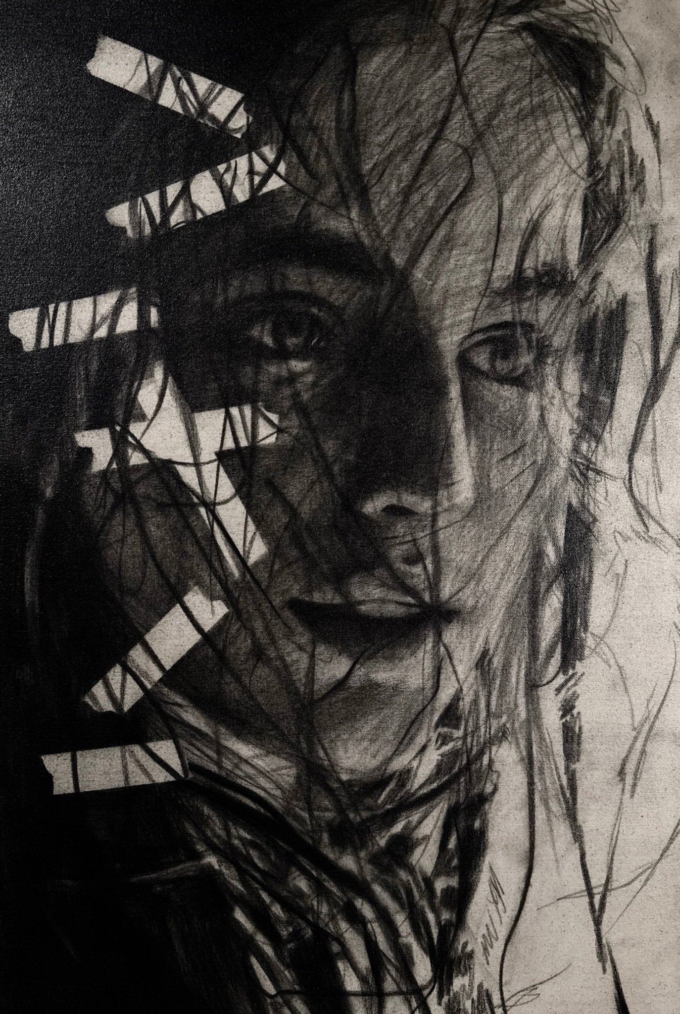 Our Memories Beneath the Surface | Original Charcoal on Canvas - Mad Charcoal
