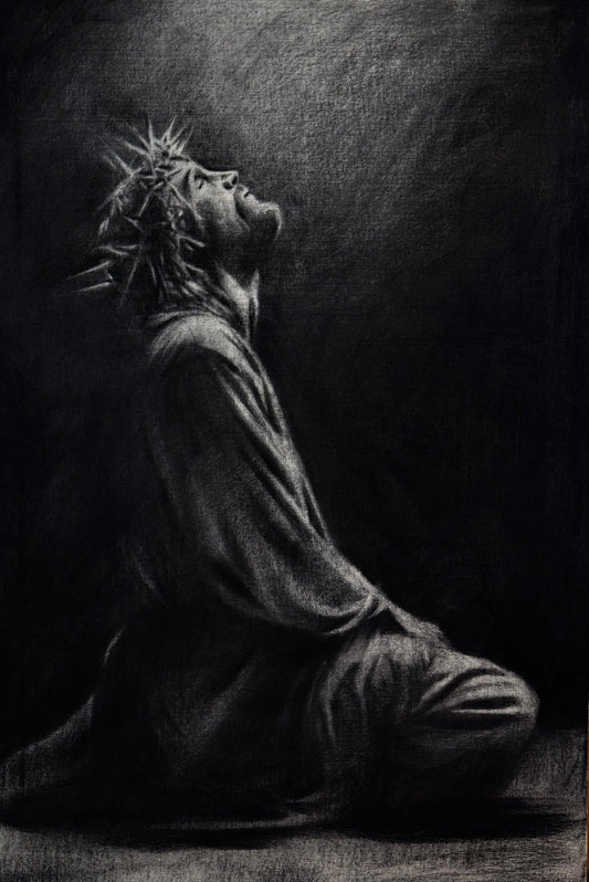 Still He Stayed | Original Charcoal on Canvas - Mad Charcoal