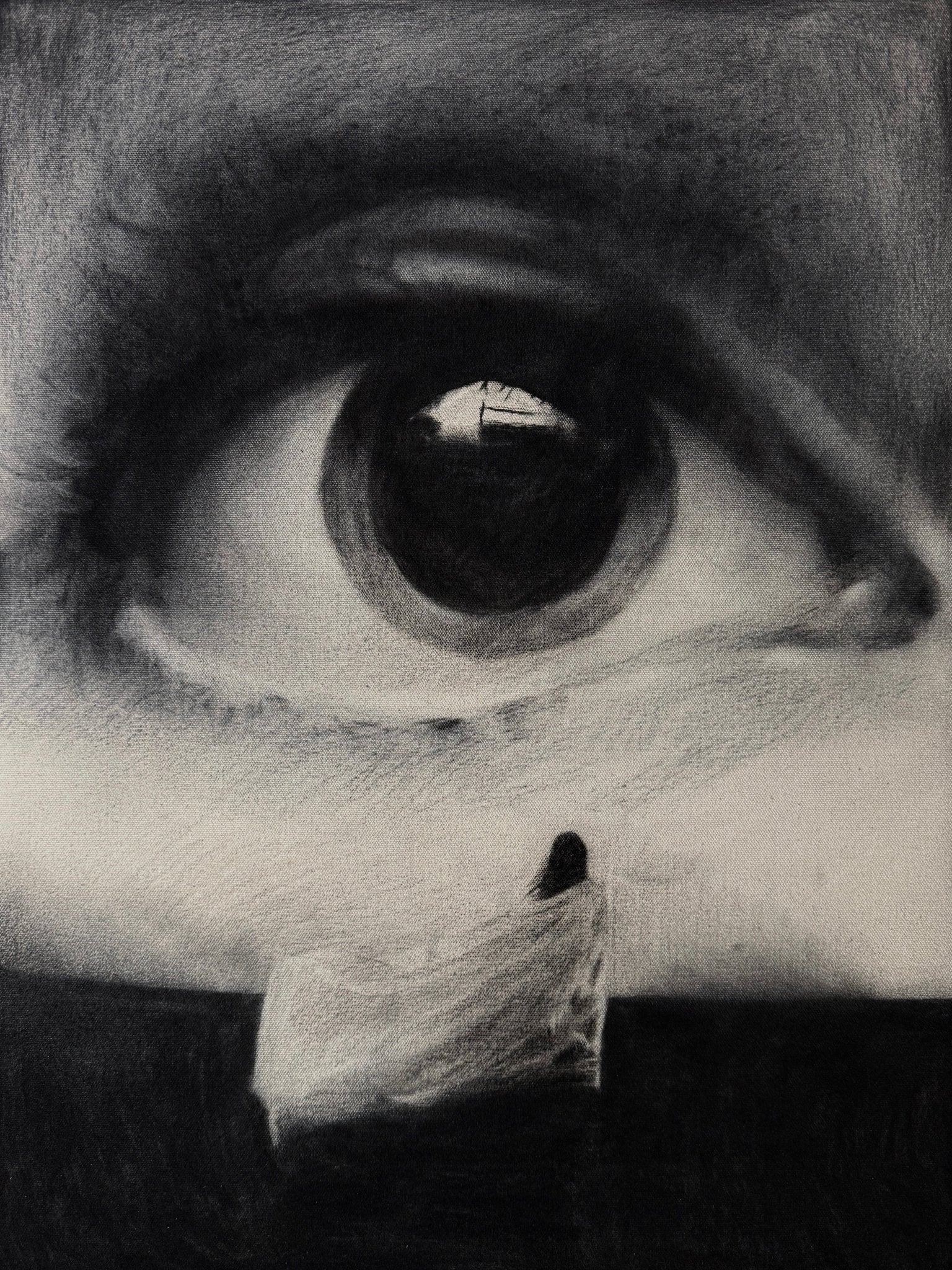 Stillness from Above | Original Charcoal and Oil Pastel on Canvas - Mad Charcoal