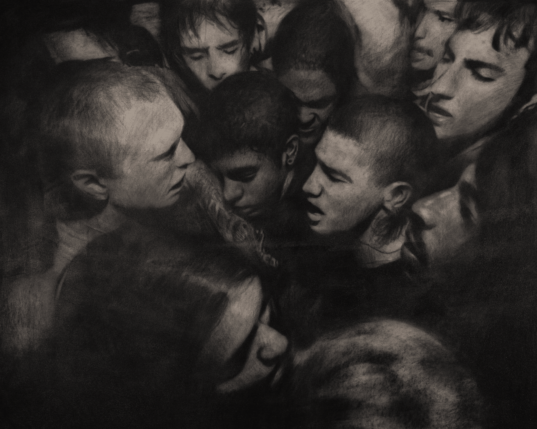 Suffocation to Forget it All | Original Charcoal on Canvas - Mad Charcoal
