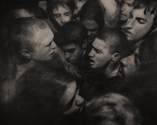 Suffocation to Forget it All | Original Charcoal on Canvas - Mad Charcoal