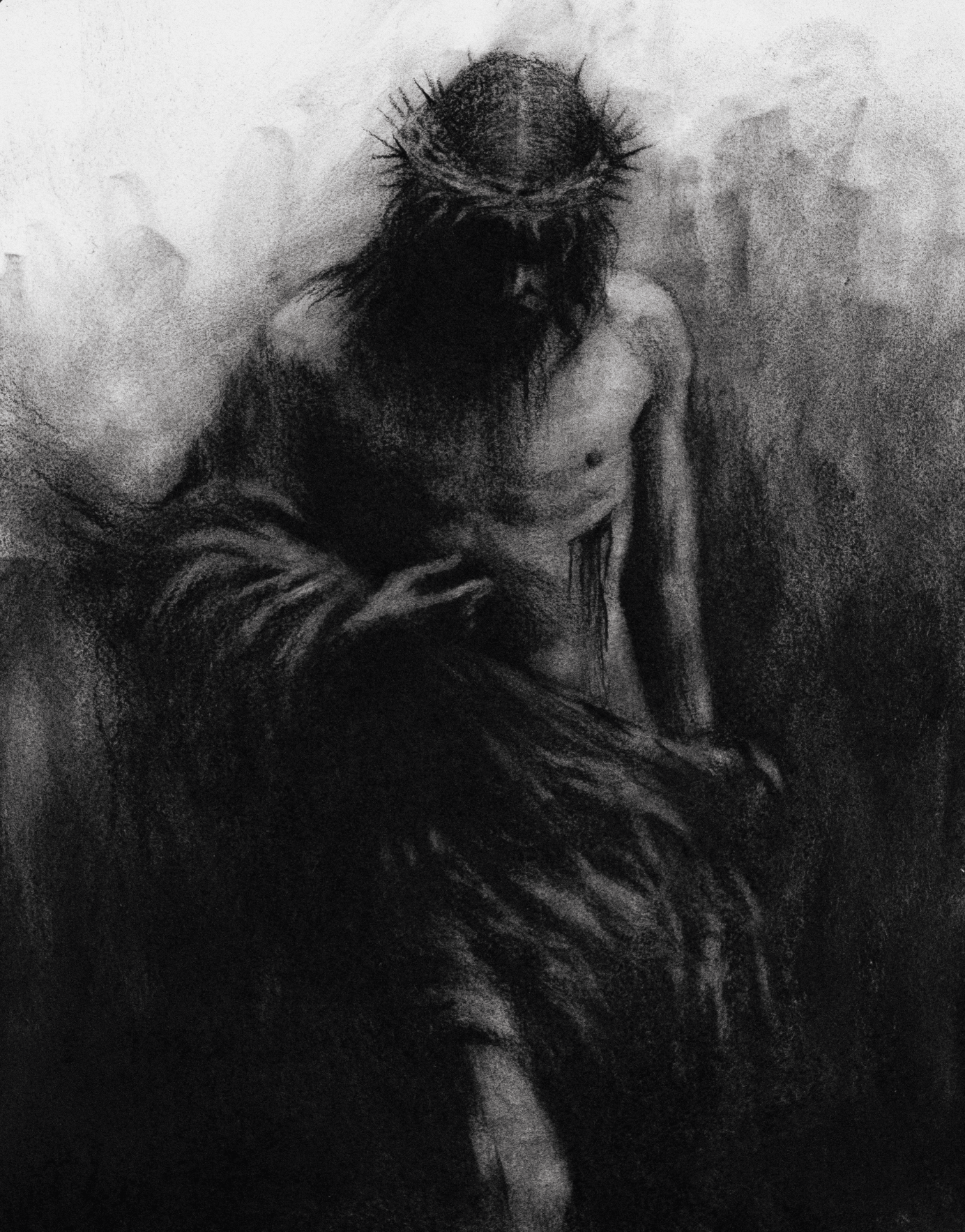 The Defeat Of Darkness | Original Charcoal on Canvas - Mad Charcoal
