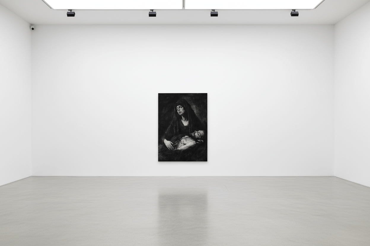 The Divine Descent | Charcoal on Canvas - Mad Charcoal