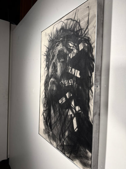 The Joy Set Before Him | Original Charcoal on Canvas - Mad Charcoal