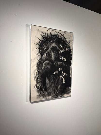 The Joy Set Before Him | Original Charcoal on Canvas - Mad Charcoal