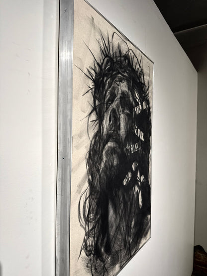 The Joy Set Before Him | Original Charcoal on Canvas - Mad Charcoal