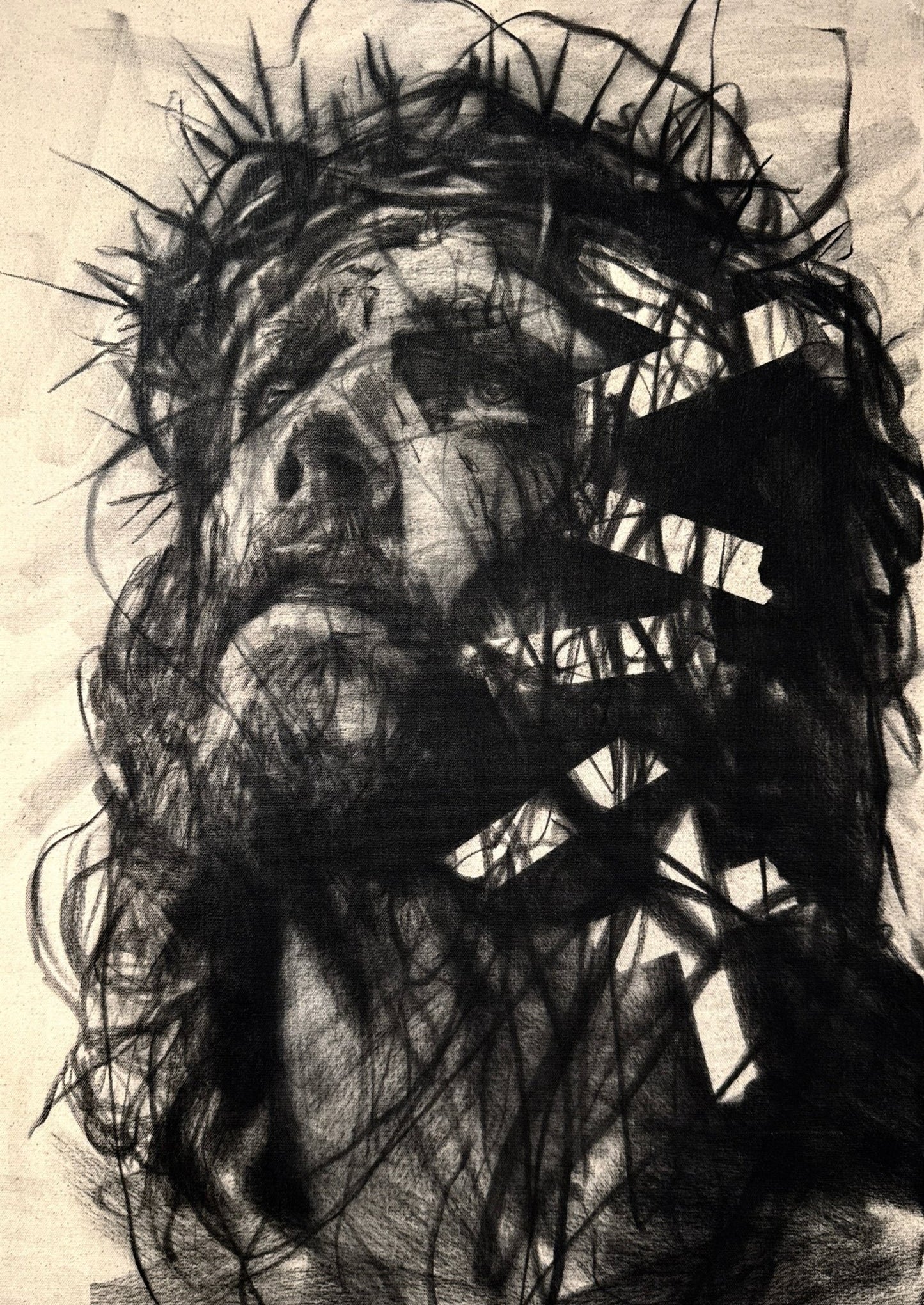 The Joy Set Before Him | Original Charcoal on Canvas - Mad Charcoal