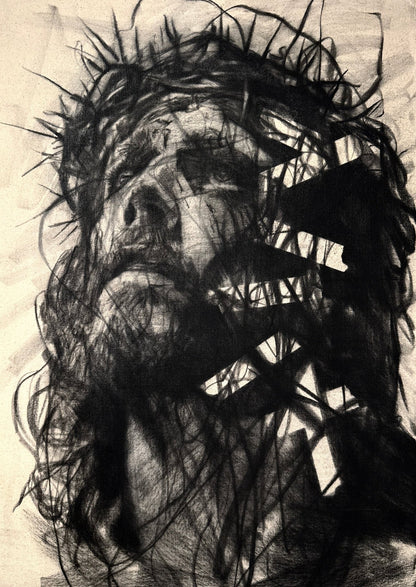 The Joy Set Before Him | Original Charcoal on Canvas - Mad Charcoal