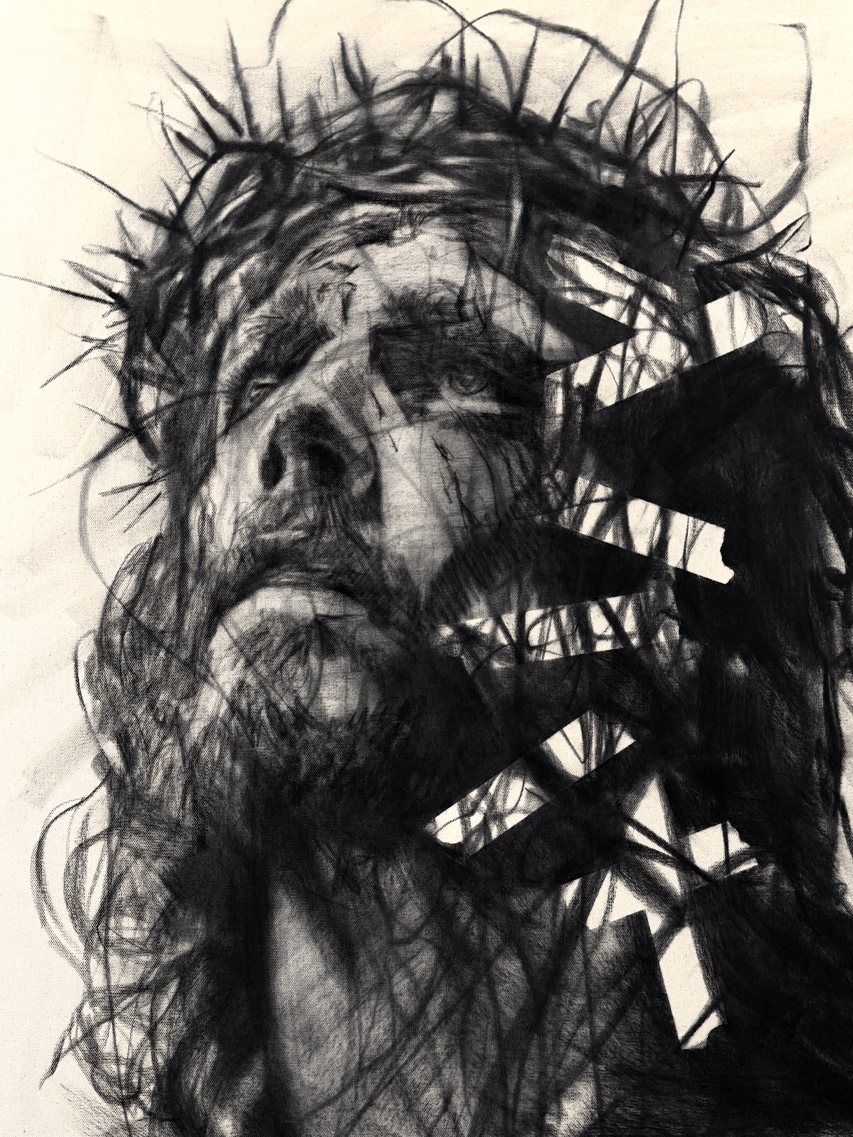 The Joy Set Before Him | Original Charcoal on Canvas - Mad Charcoal