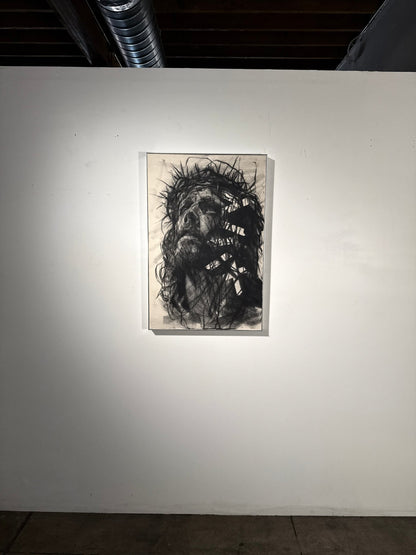 The Joy Set Before Him | Original Charcoal on Canvas - Mad Charcoal