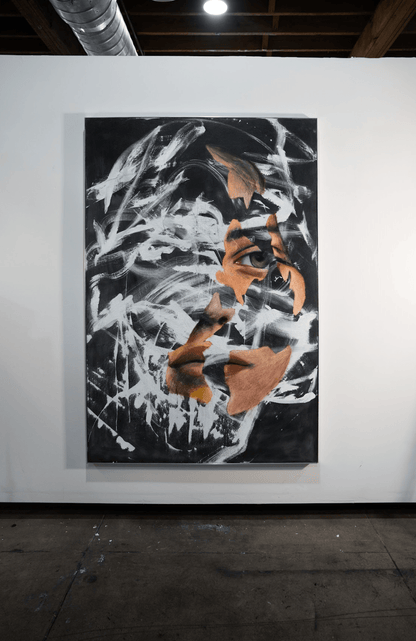 The Noise Beneath Our Skin | Original Charcoal and Oil Pastel on Canvas - Mad Charcoal
