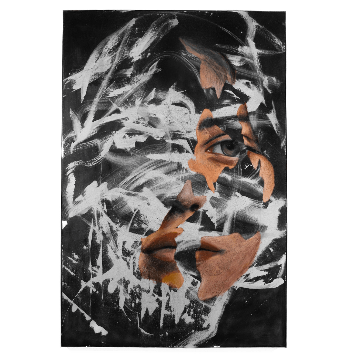 The Noise Beneath Our Skin | Original Charcoal and Oil Pastel on Canvas - Mad Charcoal
