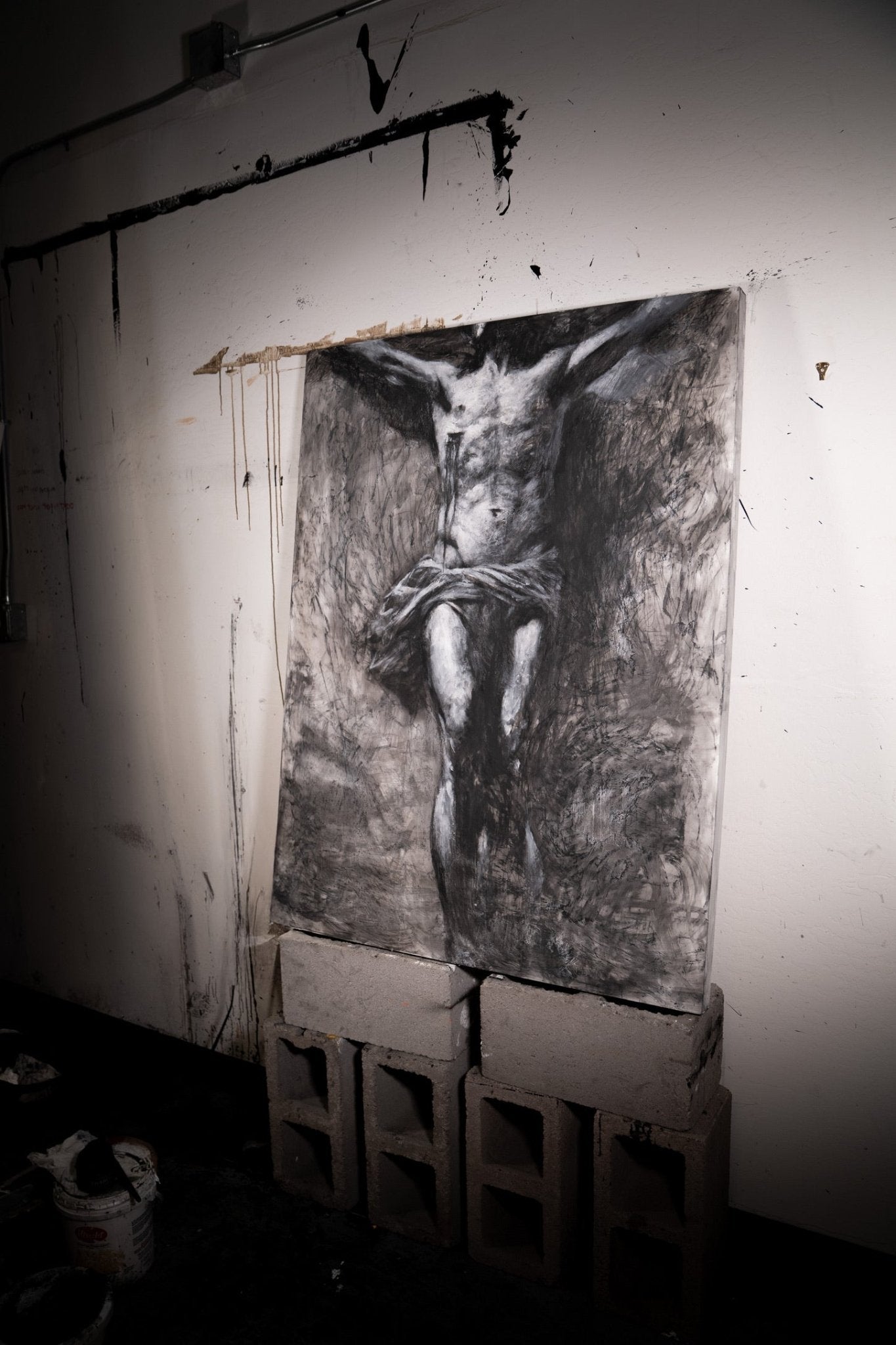 The Shadow of His Wounds | Original Painting - Mad Charcoal
