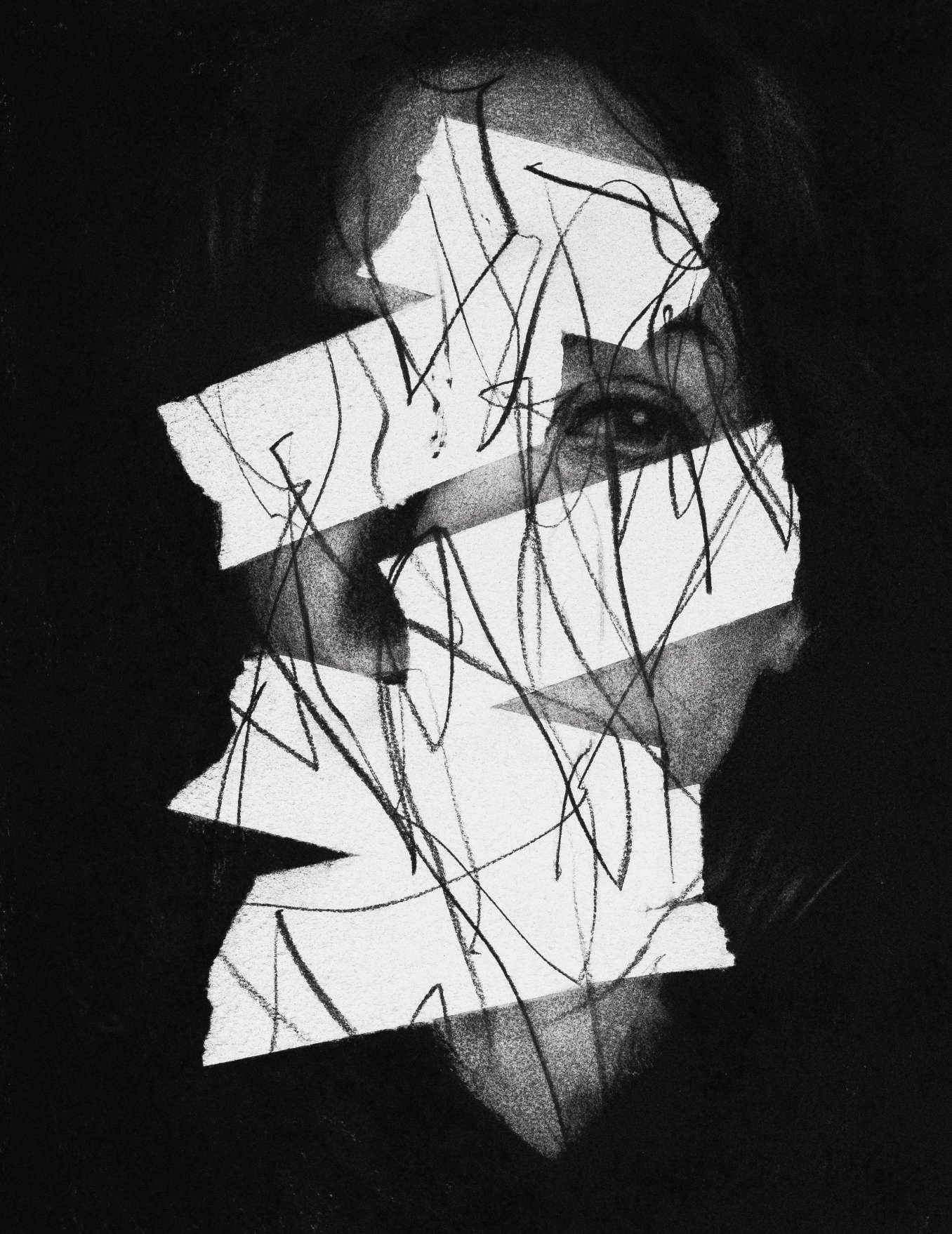 The Slow Collapse Of Certainty | Original Charcoal on Canvas - Mad Charcoal
