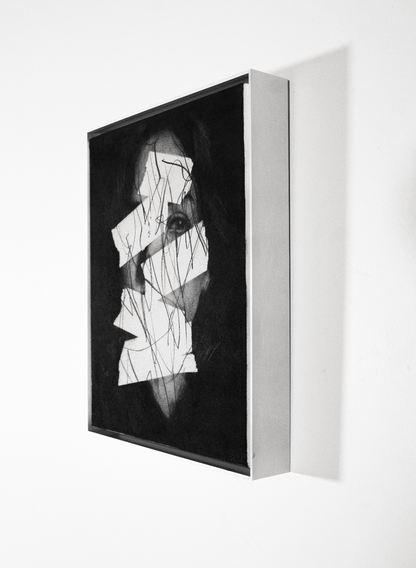 The Slow Collapse Of Certainty | Original Charcoal on Canvas - Mad Charcoal