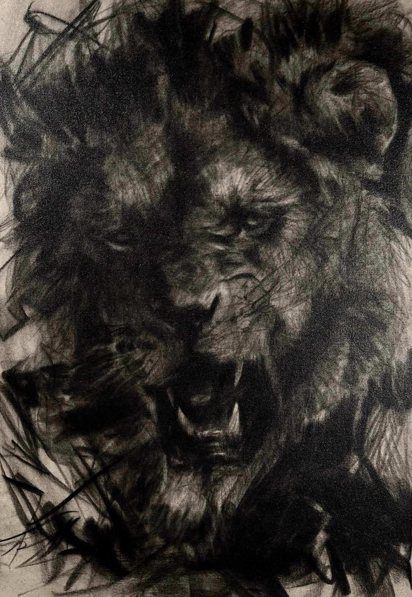 The Sound that Makes the Mountains Tremble | Original Charcoal on Canvas - Mad Charcoal