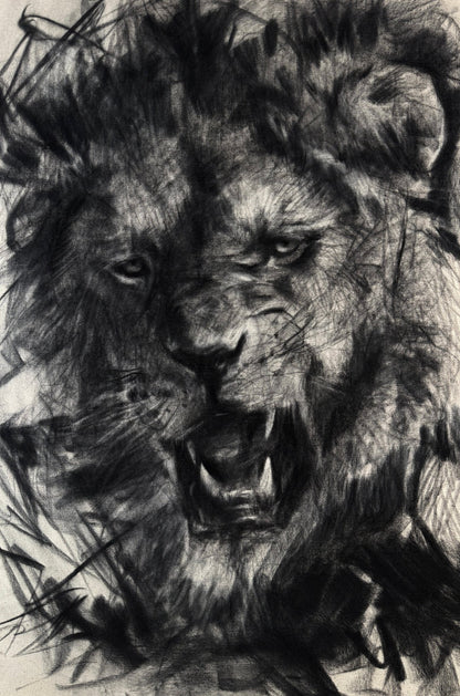 The Sound that Makes the Mountains Tremble | Original Charcoal on Canvas - Mad Charcoal
