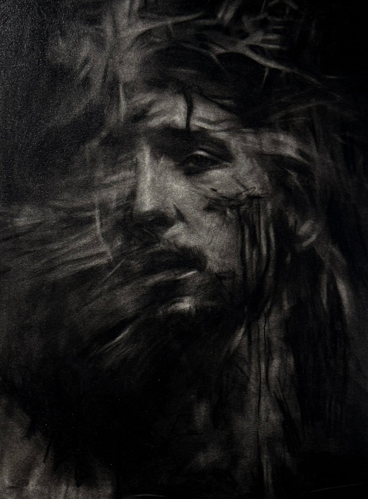 The Word Entered Our Dust | Original Charcoal on Canvas - Mad Charcoal