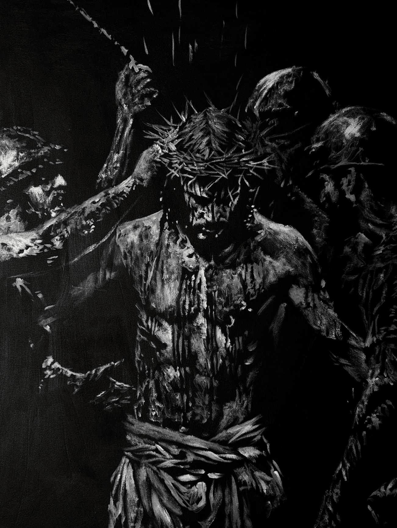 The Wounds He Chose | Original Charcoal on Canvas - Mad Charcoal