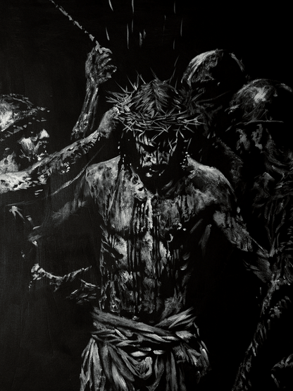 The Wounds He Chose | Original Charcoal on Canvas - Mad Charcoal