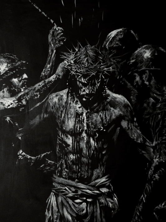 The Wounds He Chose | Original Charcoal on Canvas - Mad Charcoal
