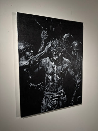 The Wounds He Chose | Original Charcoal on Canvas - Mad Charcoal