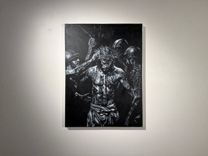 The Wounds He Chose | Original Charcoal on Canvas - Mad Charcoal