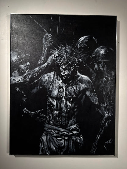 The Wounds He Chose | Original Charcoal on Canvas - Mad Charcoal