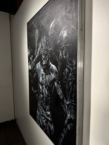 The Wounds He Chose | Original Charcoal on Canvas - Mad Charcoal