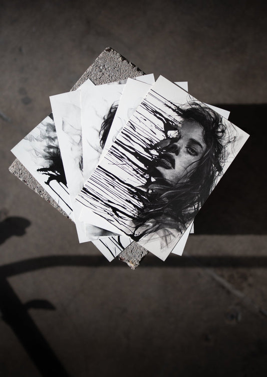 Unraveling Portrait | Postcard Set - Mad Charcoal