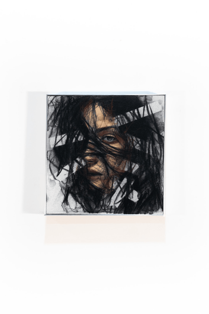Unveil Me | Original Charcoal and Oil Pastel on Canvas - Mad Charcoal