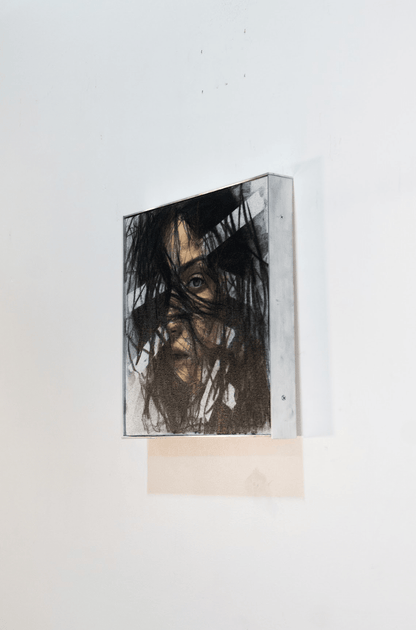 Unveil Me | Original Charcoal and Oil Pastel on Canvas - Mad Charcoal