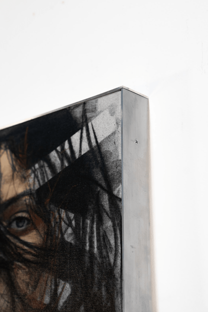 Unveil Me | Original Charcoal and Oil Pastel on Canvas - Mad Charcoal