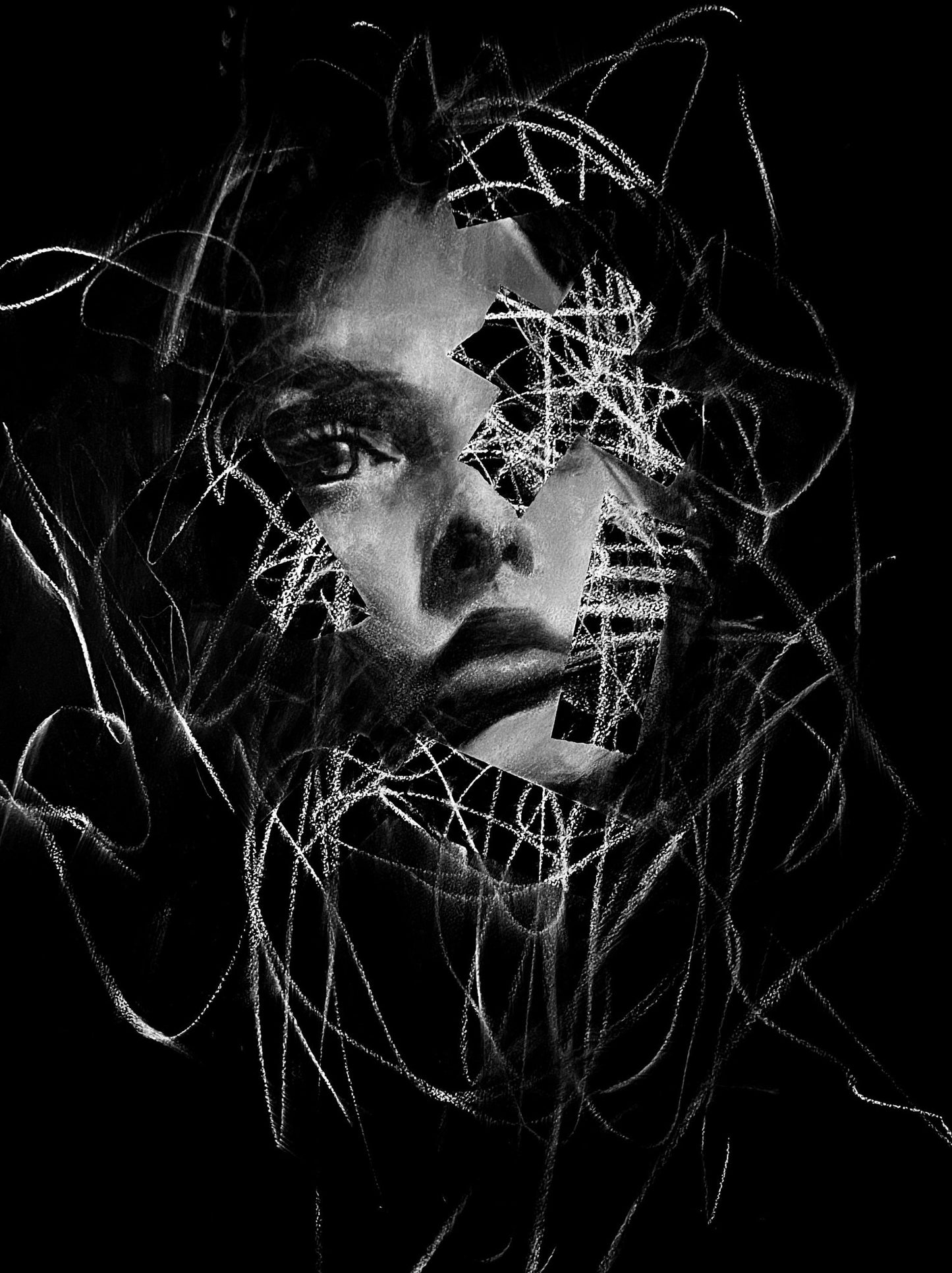 White On Black Portrait | Postcard Set - Mad Charcoal