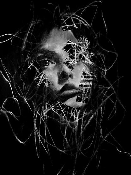 White On Black Portrait | Postcard Set - Mad Charcoal