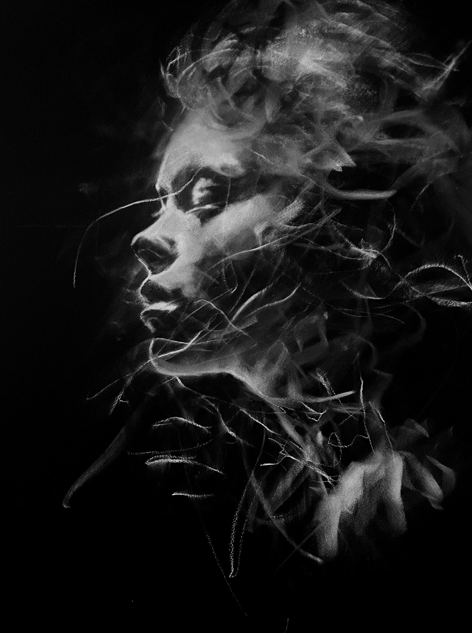 White On Black Portrait | Postcard Set - Mad Charcoal