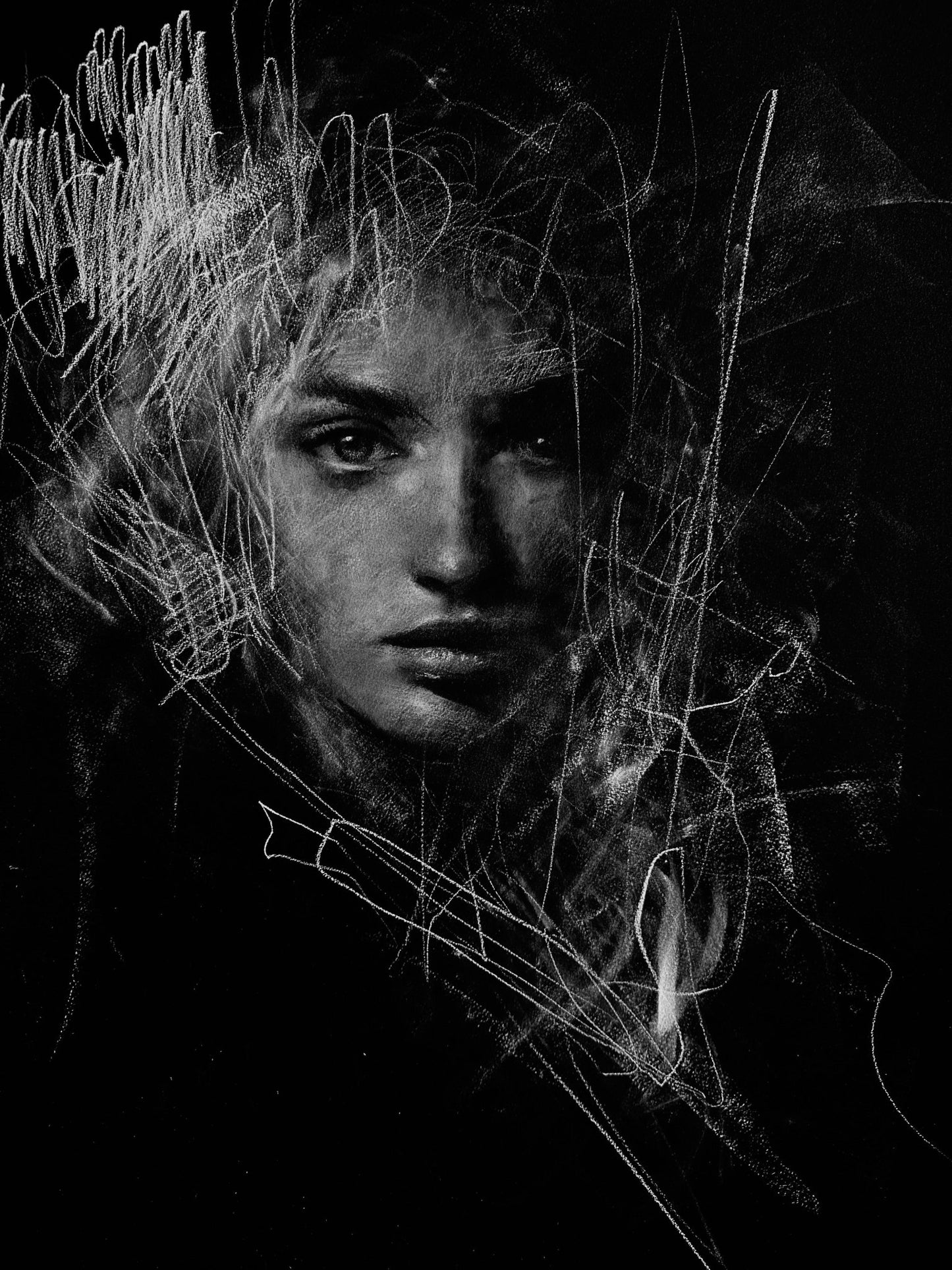 White On Black Portrait | Postcard Set - Mad Charcoal