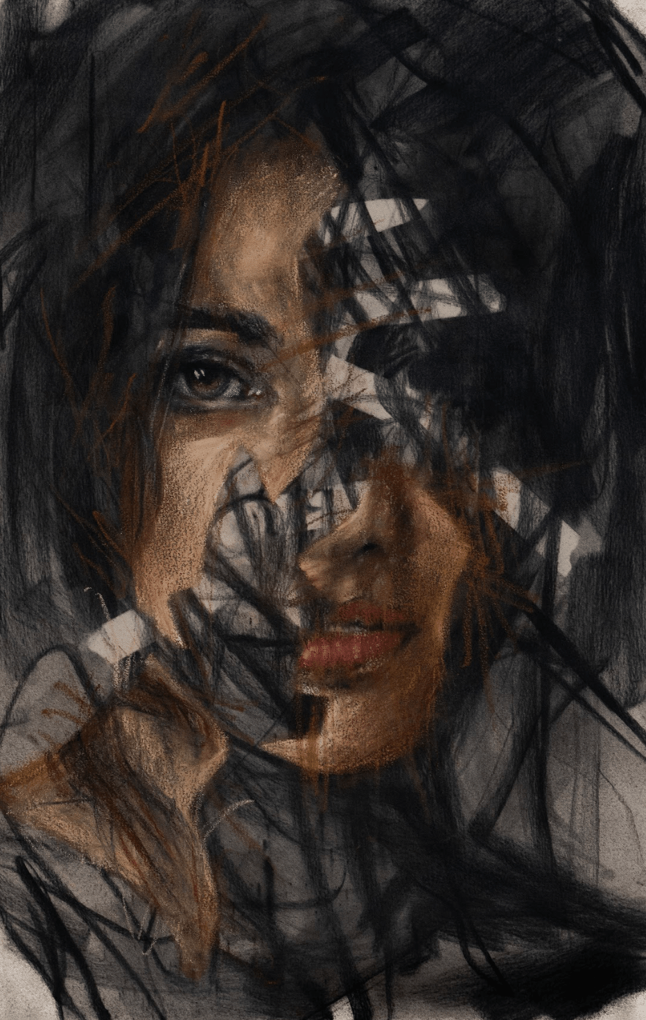 Will You Destroy Who I Have Become? | Original Charcoal and Oil Pastel on Canvas - Mad Charcoal