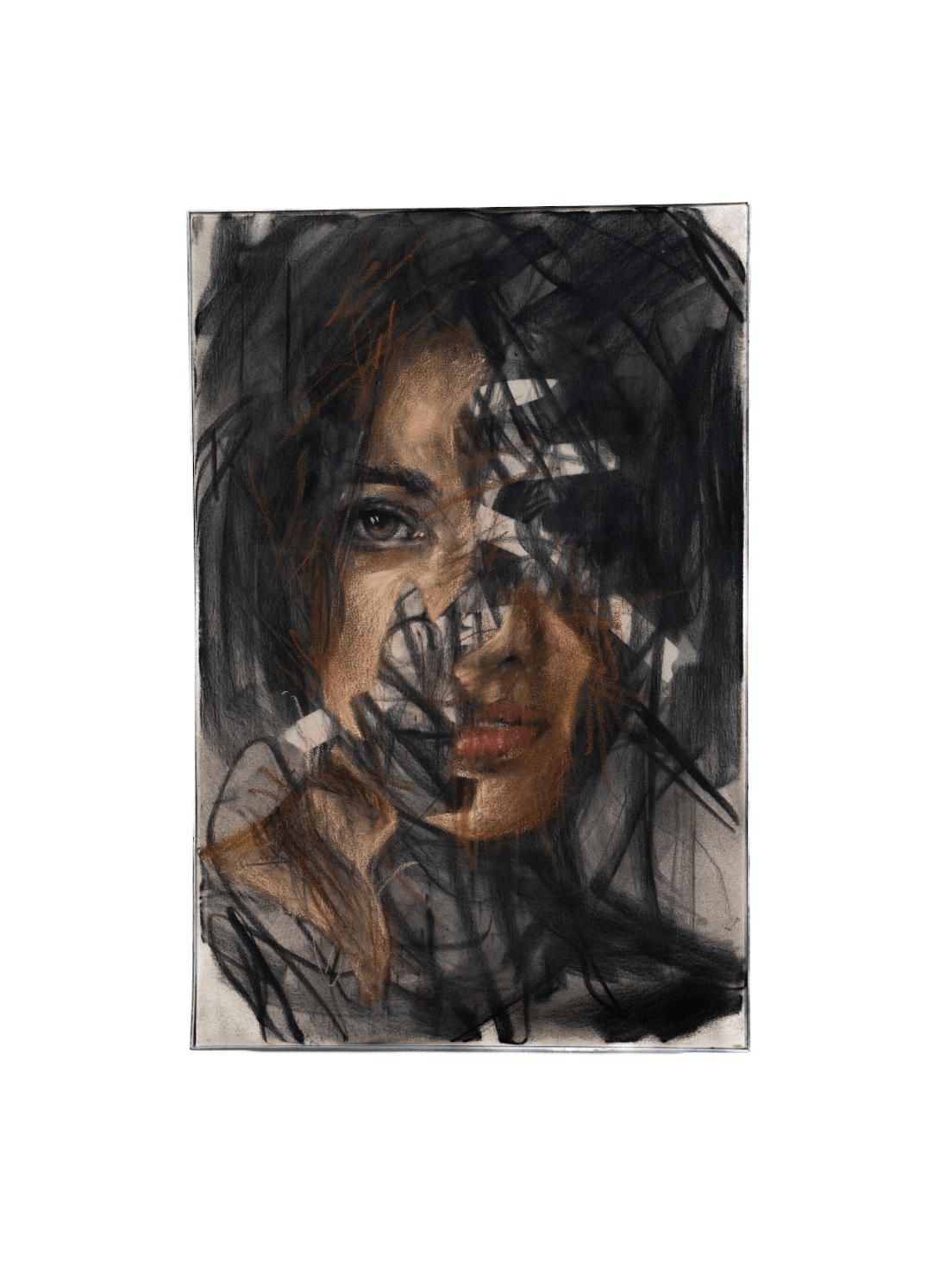 Will You Destroy Who I Have Become? | Original Charcoal and Oil Pastel on Canvas - Mad Charcoal