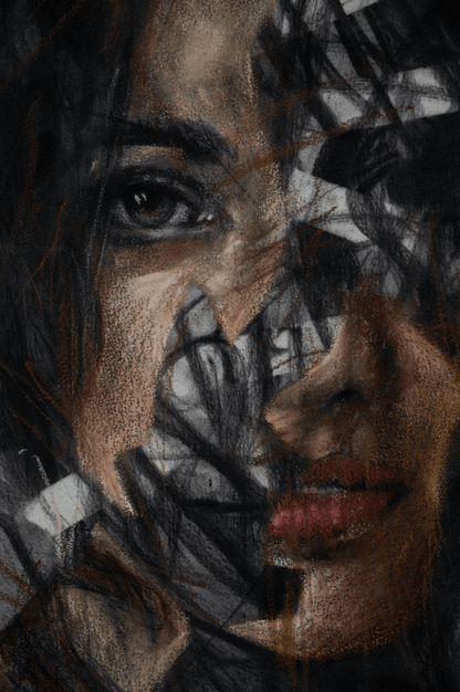 Will You Destroy Who I Have Become? | Original Charcoal and Oil Pastel on Canvas - Mad Charcoal