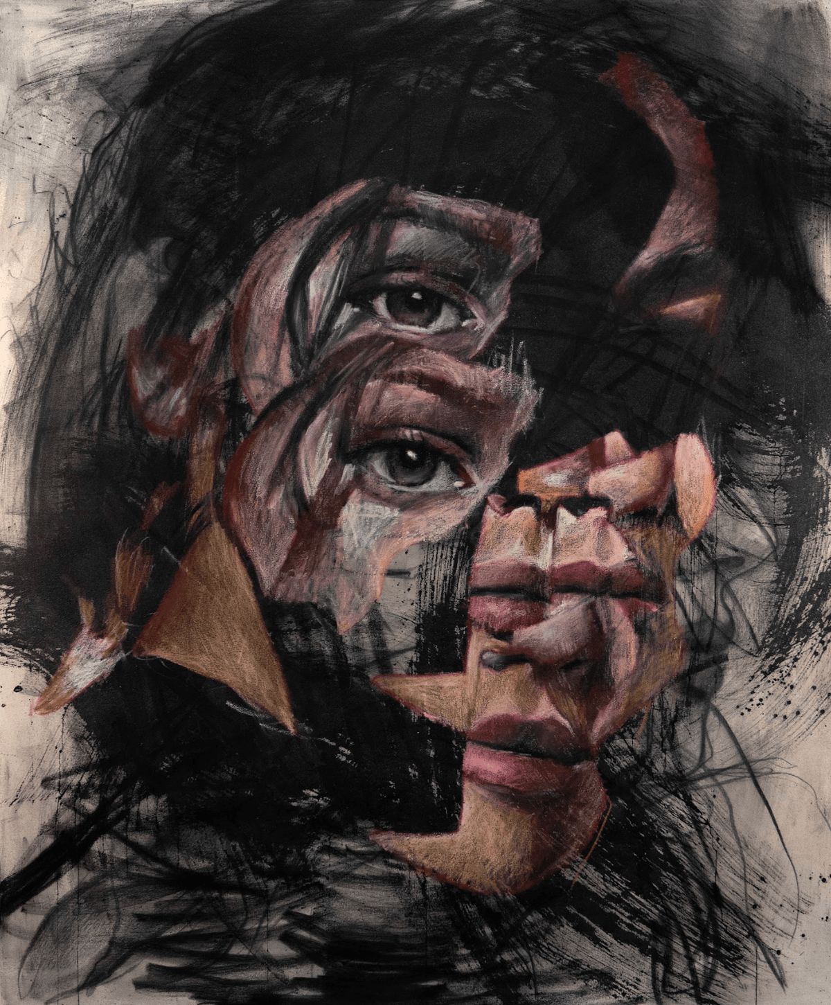 Within the Redemption | Original Charcoal and Oil Pastel on Canvas - Mad Charcoal