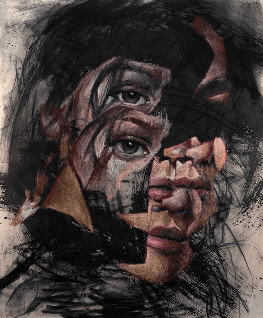 Within the Redemption | Original Charcoal and Oil Pastel on Canvas - Mad Charcoal